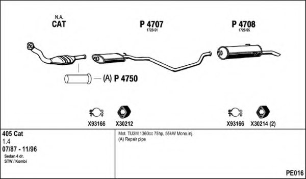 FENNO PE016 Exhaust System